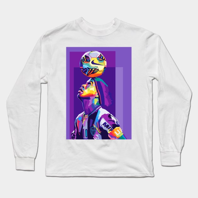 Ronaldinho Pop Art Long Sleeve T-Shirt by Zet Art